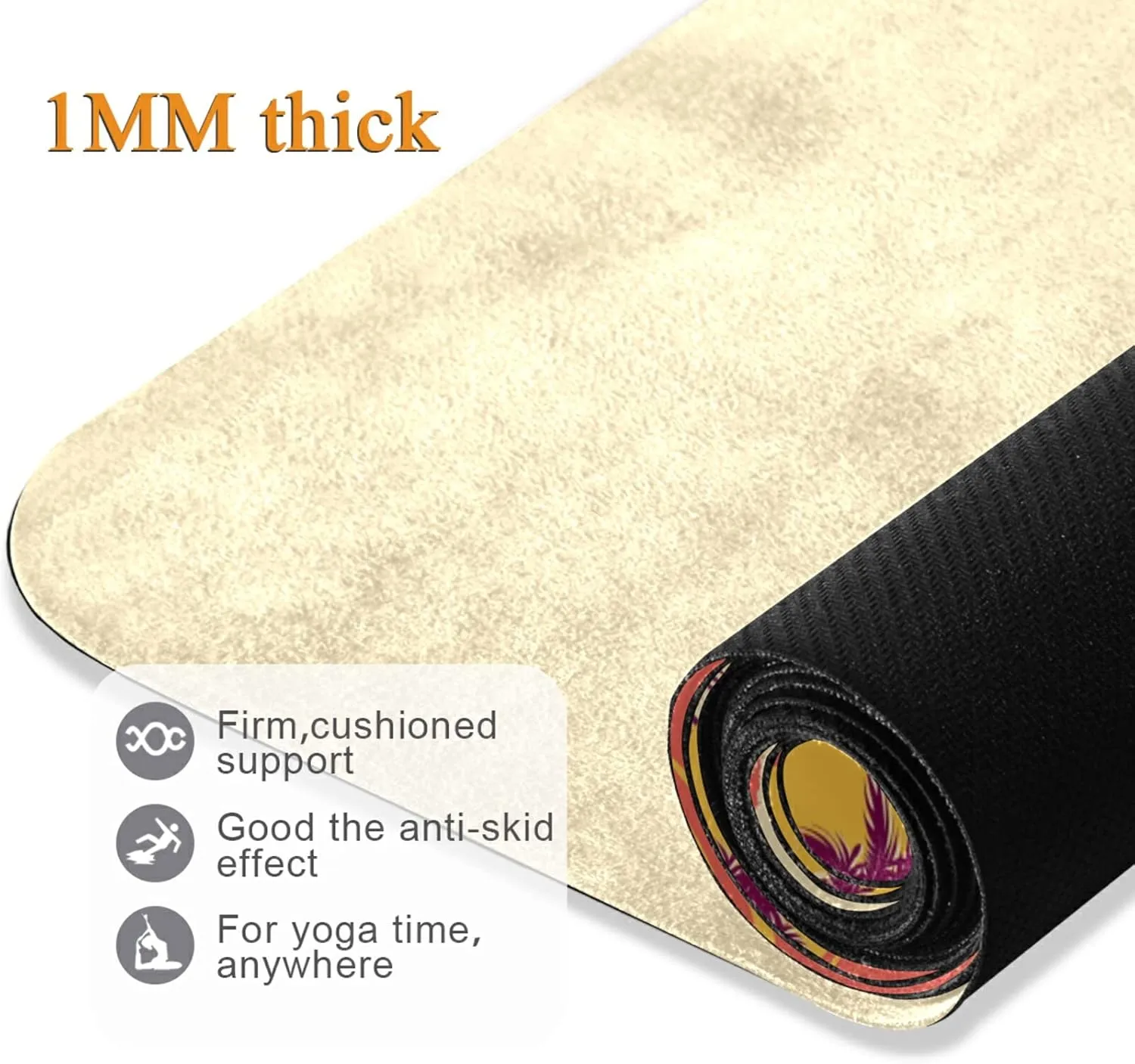 Yoga Mat Non Slip Rubber Fitness Safe Exercise Mat with Bag Durable Folding Workout Mat for Pilates and Floor Exercises