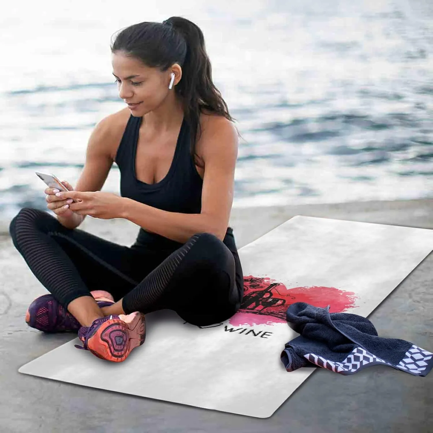 Yoga Mat Non Slip Rubber Fitness Safe Exercise Mat with Bag Durable Folding Workout Mat for Pilates and Floor Exercises