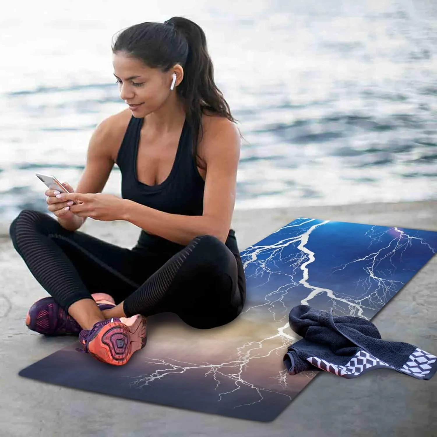 Yoga Mat Non Slip Rubber Fitness Safe Exercise Mat with Bag Durable Folding Workout Mat for Pilates and Floor Exercises