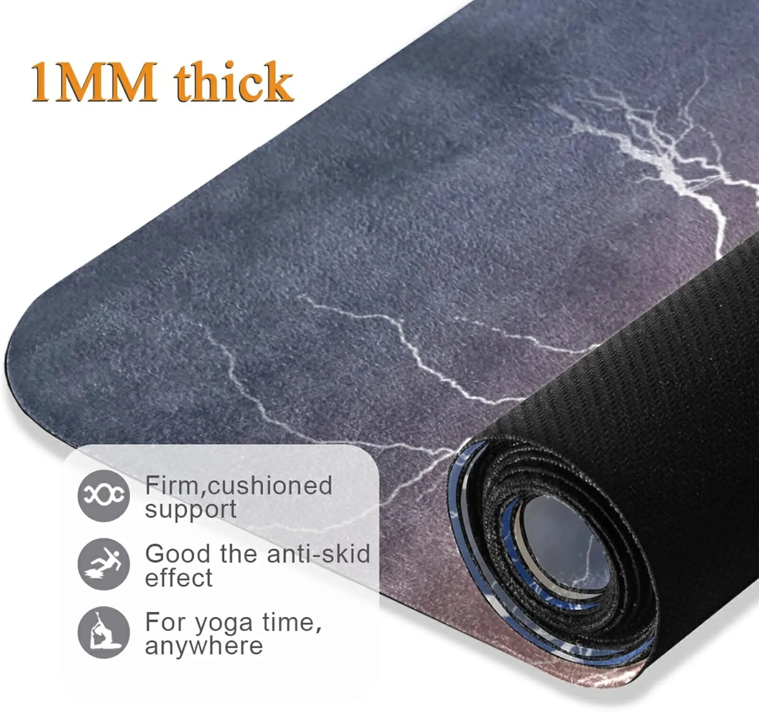 Yoga Mat Non Slip Rubber Fitness Safe Exercise Mat with Bag Durable Folding Workout Mat for Pilates and Floor Exercises