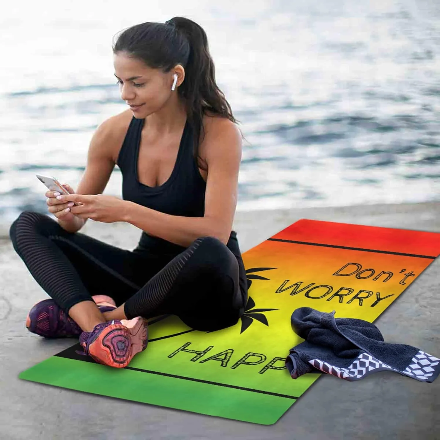 Yoga Mat Non Slip Rubber Fitness Safe Exercise Mat with Bag Durable Folding Workout Mat for Pilates and Floor Exercises