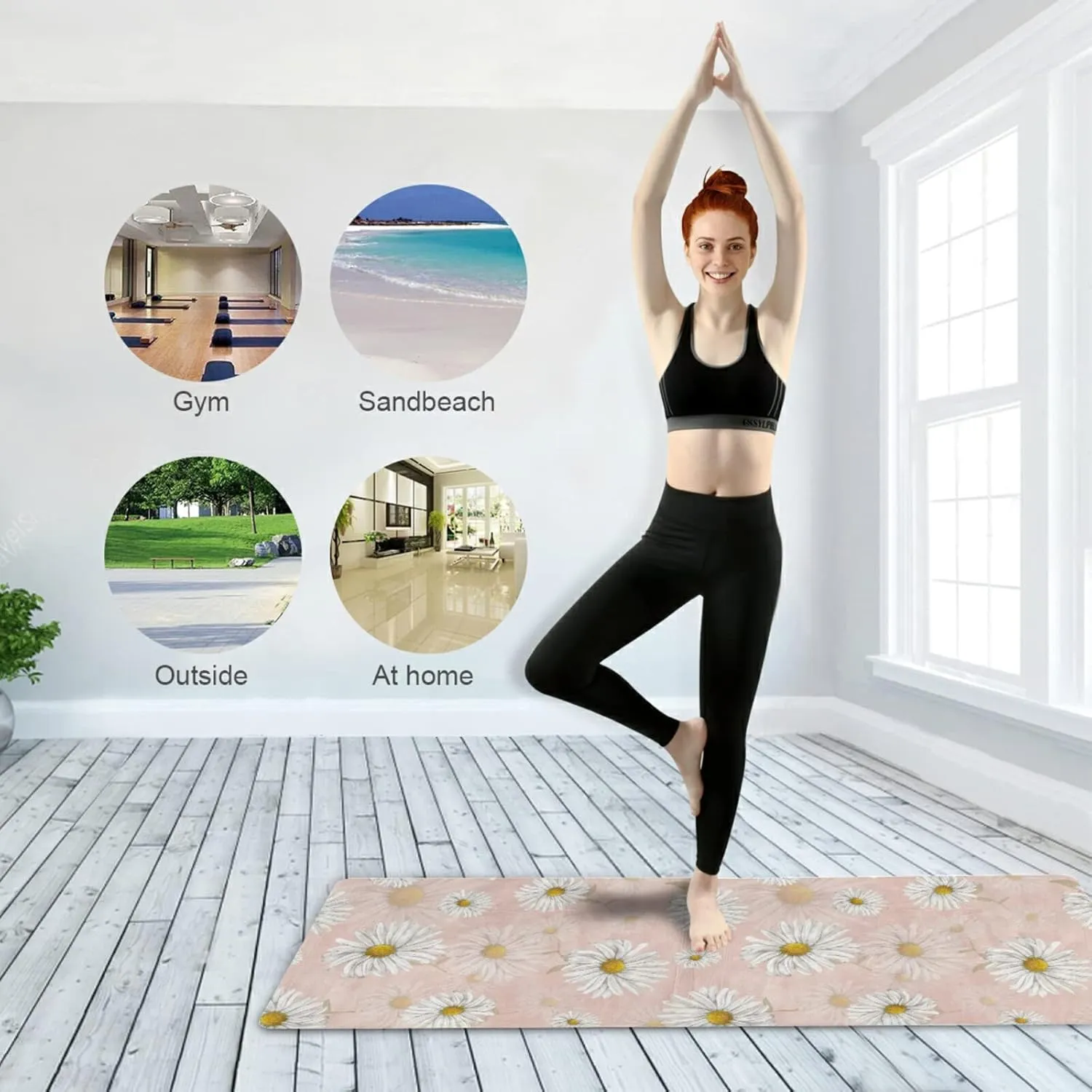 Yoga Mat Non Slip Rubber Fitness Safe Exercise Mat with Bag Durable Folding Workout Mat for Pilates and Floor Exercises