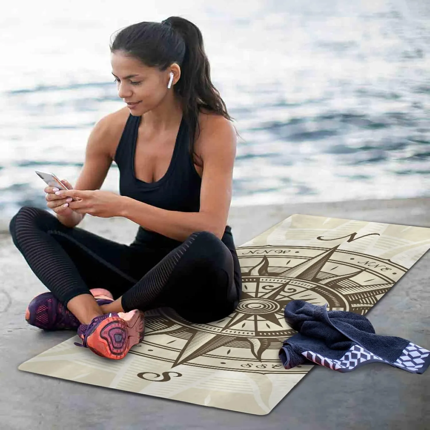 Yoga Mat Non Slip Rubber Fitness Safe Exercise Mat with Bag Durable Folding Workout Mat for Pilates and Floor Exercises