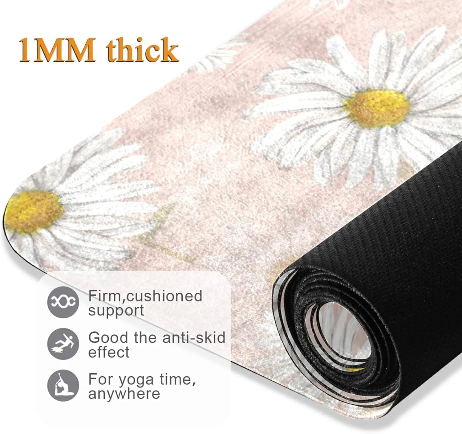 Yoga Mat Non Slip Rubber Fitness Safe Exercise Mat with Bag Durable Folding Workout Mat for Pilates and Floor Exercises