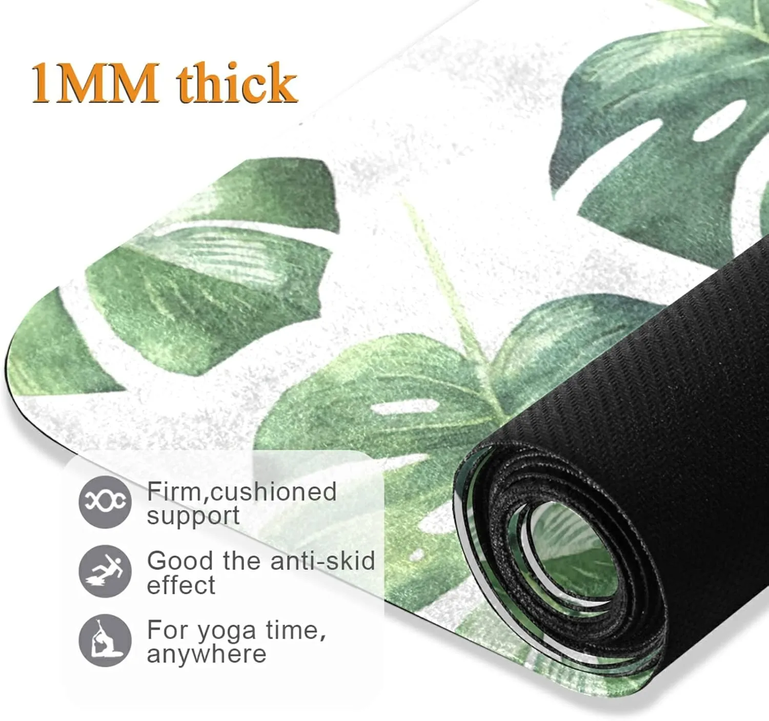 Yoga Mat Non Slip Rubber Fitness Safe Exercise Mat with Bag Durable Folding Workout Mat for Pilates and Floor Exercises