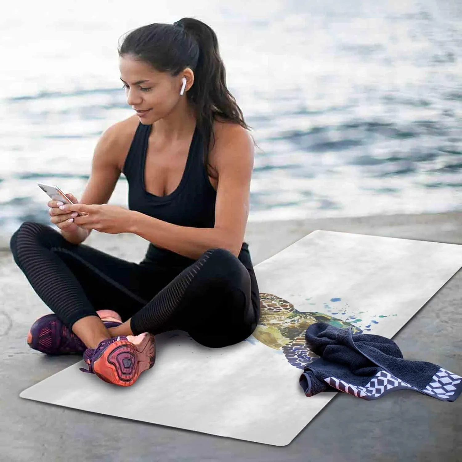 Yoga Mat Non Slip Rubber Fitness Safe Exercise Mat with Bag Durable Folding Workout Mat for Pilates and Floor Exercises