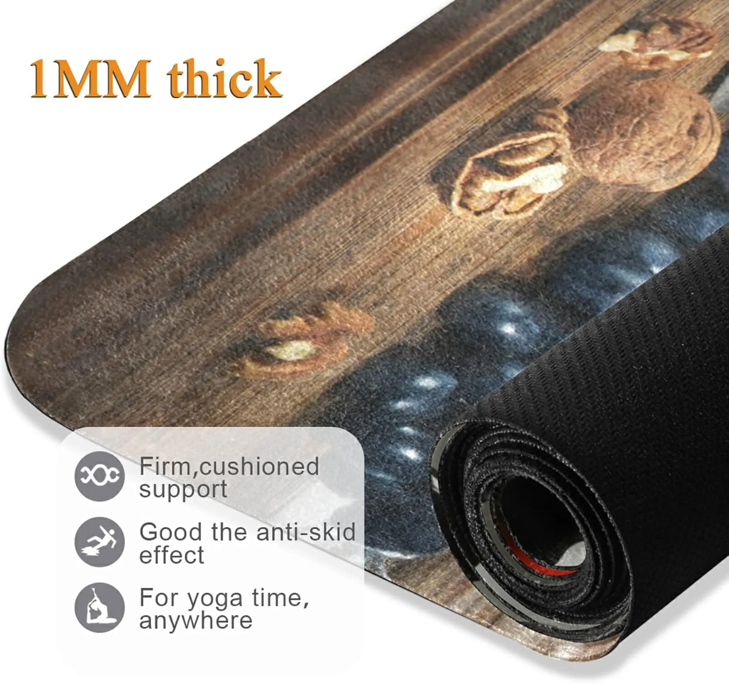 Yoga Mat Non Slip Rubber Fitness Safe Exercise Mat with Bag Durable Folding Workout Mat for Pilates and Floor Exercises
