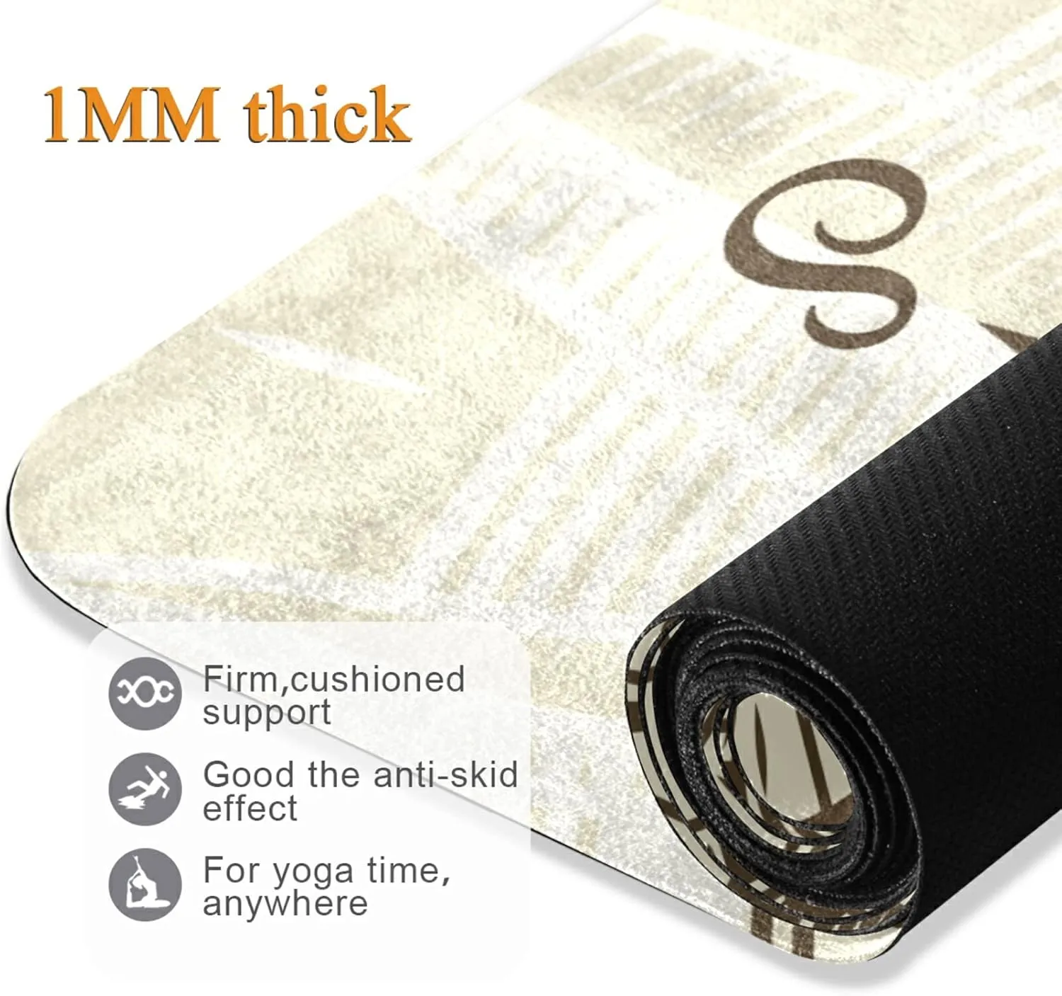 Yoga Mat Non Slip Rubber Fitness Safe Exercise Mat with Bag Durable Folding Workout Mat for Pilates and Floor Exercises