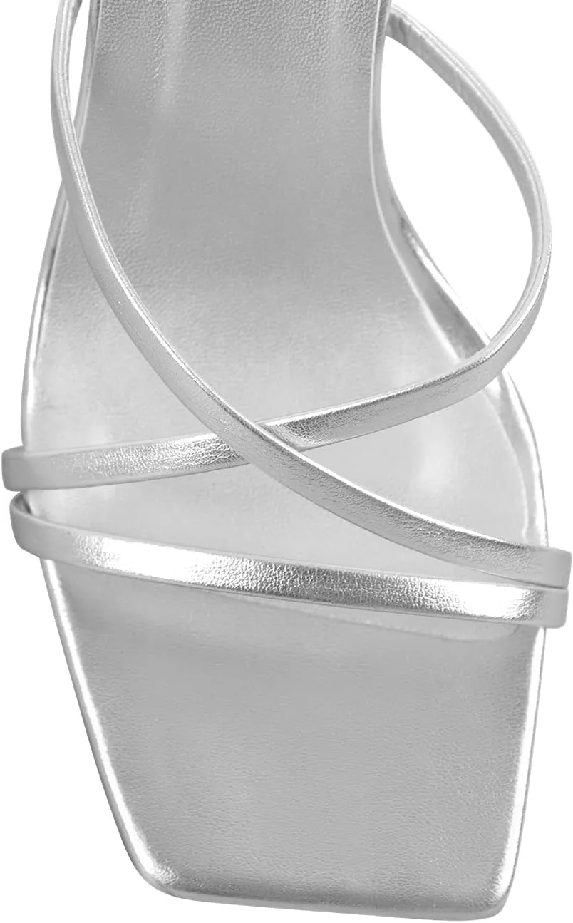 Yolkomo Women's Clear Rhinestone Bow Heels Lace Up