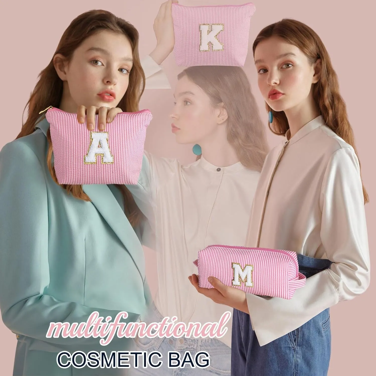 YOOLIFE Birthday Gift for Girls Makeup Bag Cosmetic Bag Teacher Gifts for 3 4 5 6 7 8 9 10 11 12 13 Year Old Girls Pink J