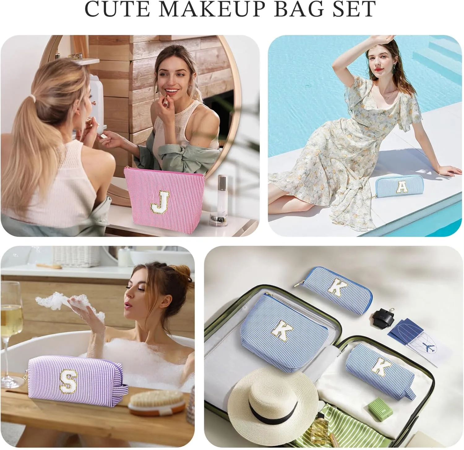 YOOLIFE Bridesmaid Gifts for Women - Cute Makeup Bag for Women Friends | Make Up Cosmetic Travel Toiletry Bag for Bride Maid Matron of honor Bridal Shower Personalized Bachelorette Girlfriend Gifts D