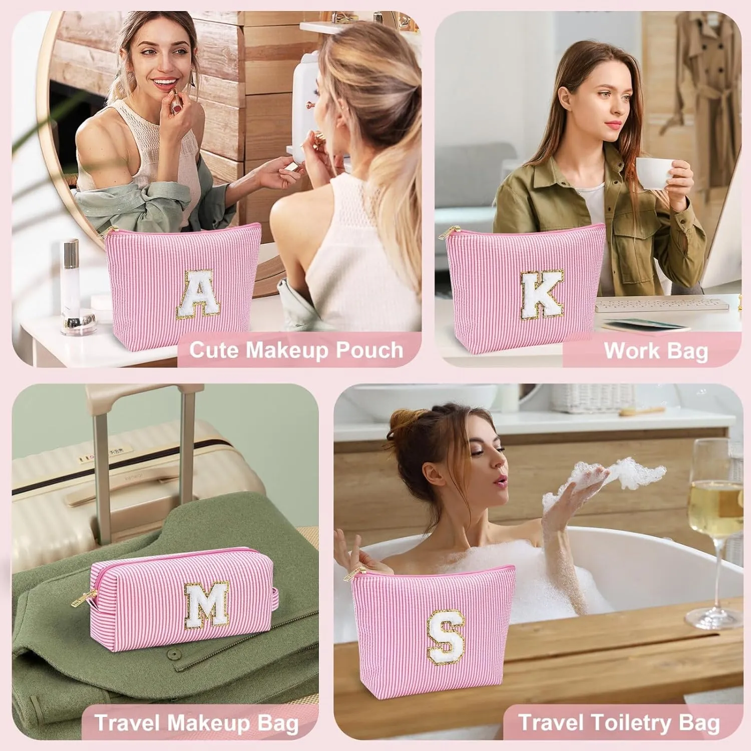 YOOLIFE Personalized Gifts for Women, Cute Travel Makeup Bag Daughter Niece Gifts Cosmetic Bag Skin Care Bag Sister Wife Friend Teacher Engagement Wedding Gifts for Women Mothers Day Thank You Gift P