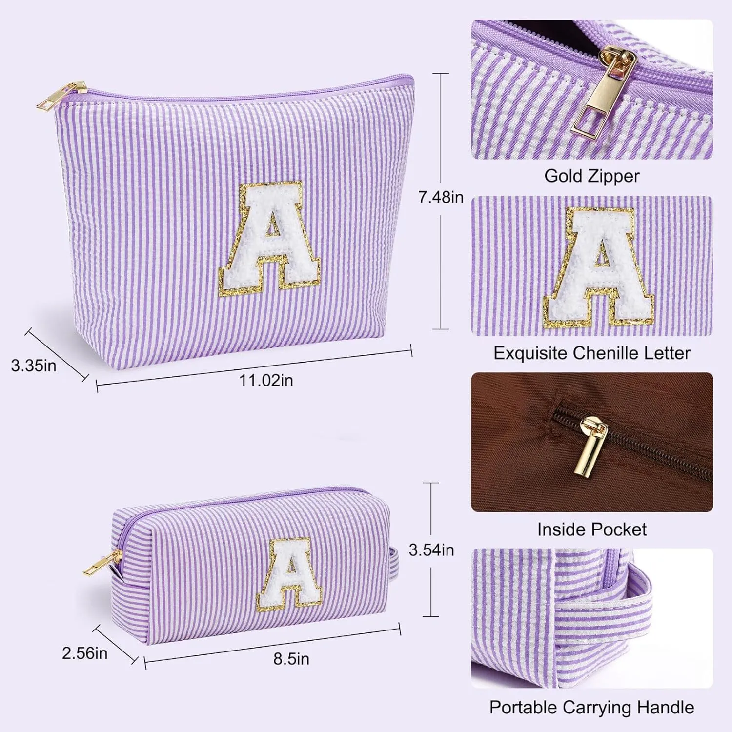 YOOLIFE Preppy Stuff Cute Cosmetic Bag Travel Bag - Large Makeup Bag Make Up Bag Cosmetic Bag Personalized Daughter Sister Gifts for Women Her Bridesmaid Gift Preppy Makeup Bag Tween Girls Gifts T