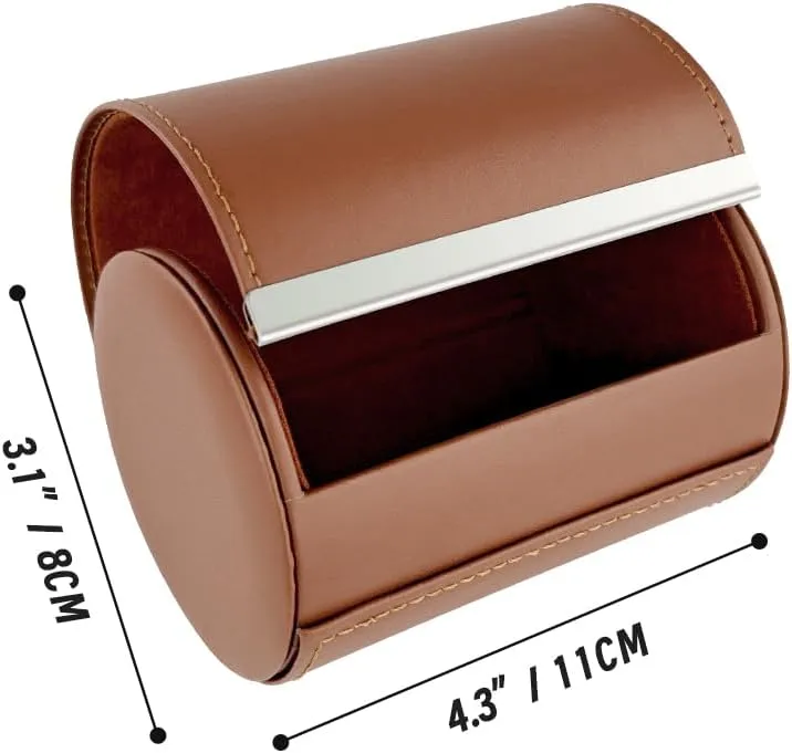 YY YEARCHY Men's Necktie Travel Case, Tie Anti-Wrinkle Organizer Box - Formal Cylinder Shape (Brown)
