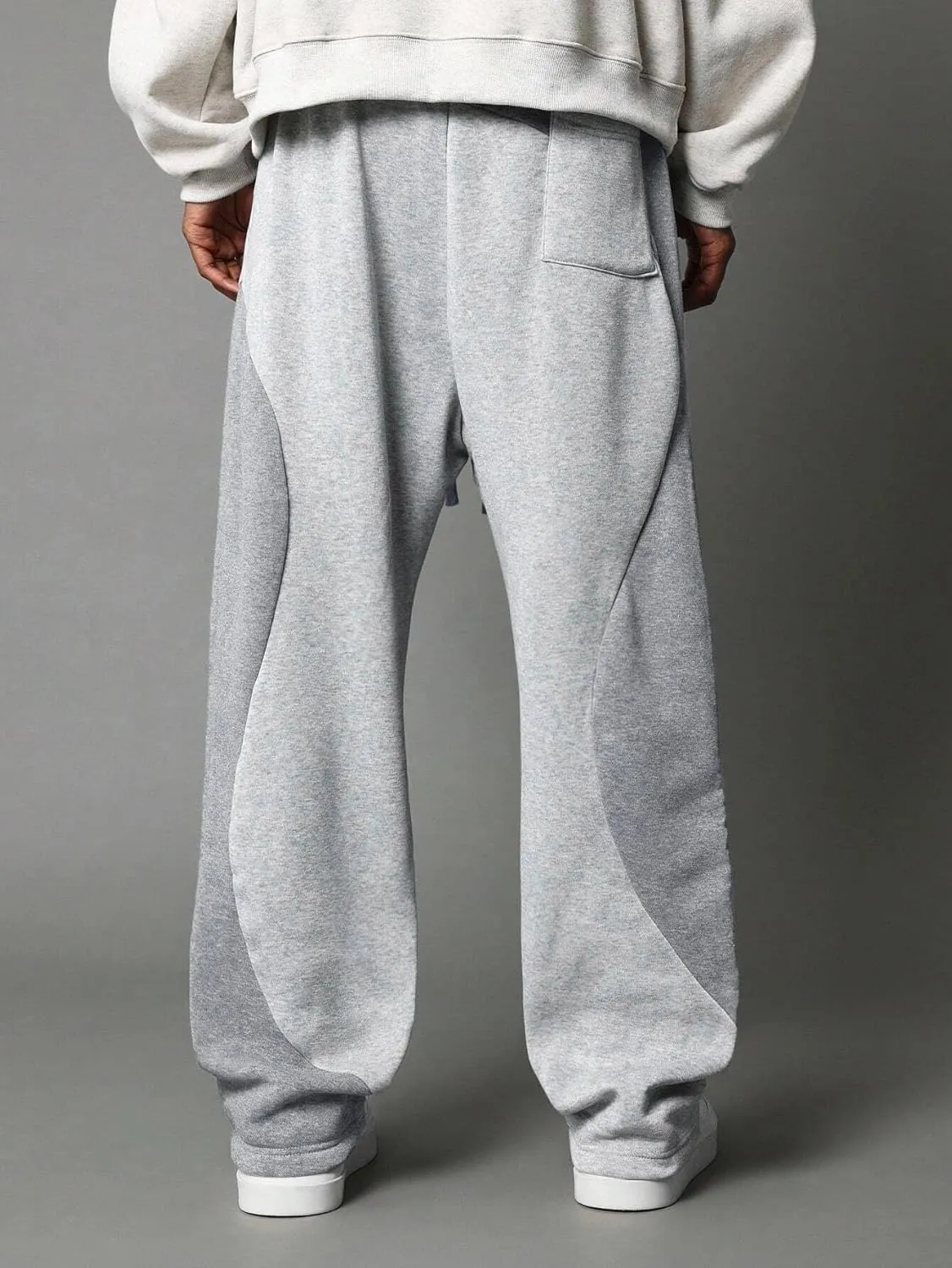 ZAFUL Men's Baggy Sweatpants Color Block Irregular Patchwork Drawstring Sweatpants Casual Wide Leg Lounge Pants