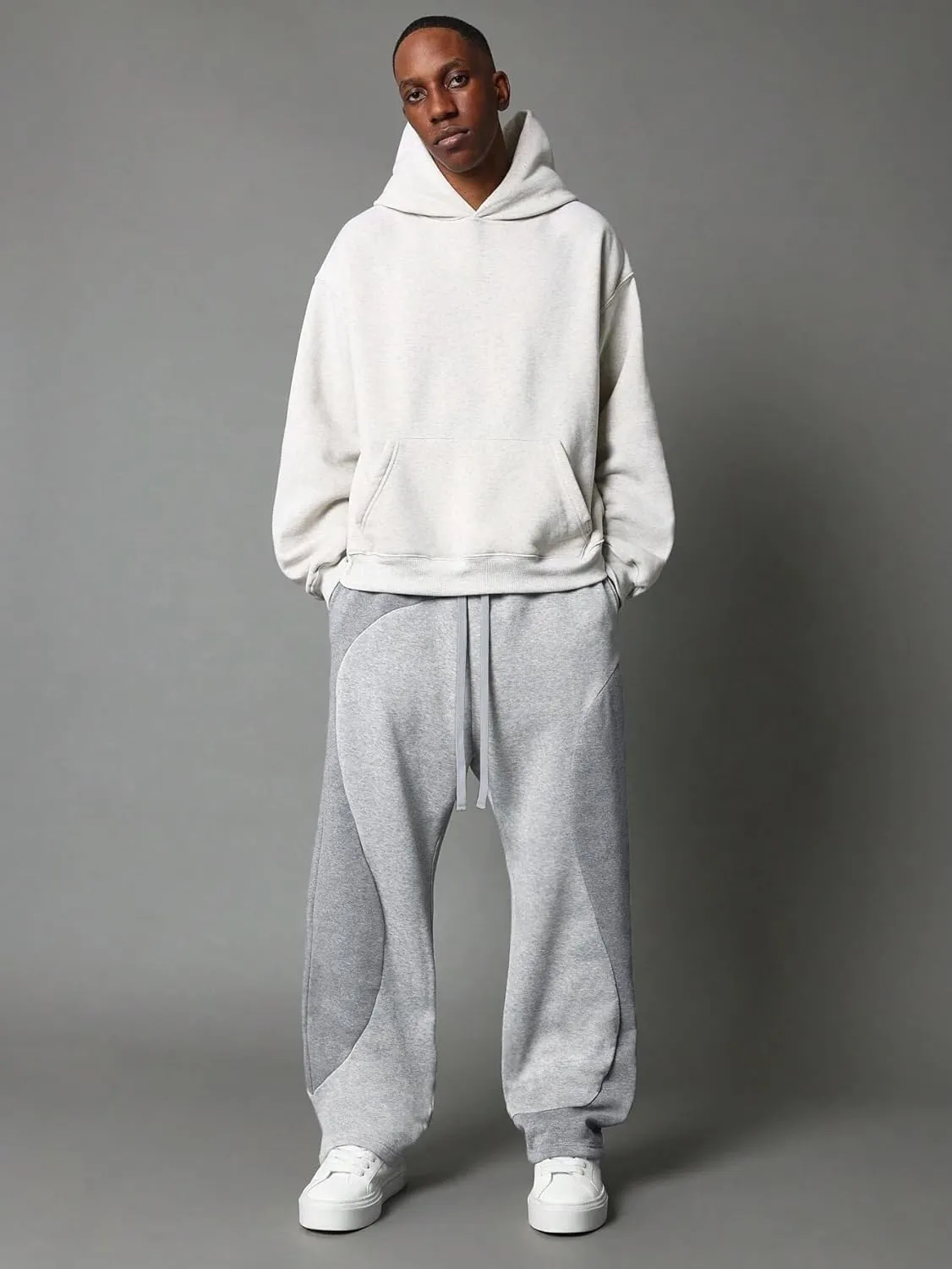 ZAFUL Men's Baggy Sweatpants Color Block Irregular Patchwork Drawstring Sweatpants Casual Wide Leg Lounge Pants