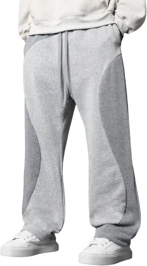 ZAFUL Men's Baggy Sweatpants Color Block Irregular Patchwork Drawstring Sweatpants Casual Wide Leg Lounge Pants