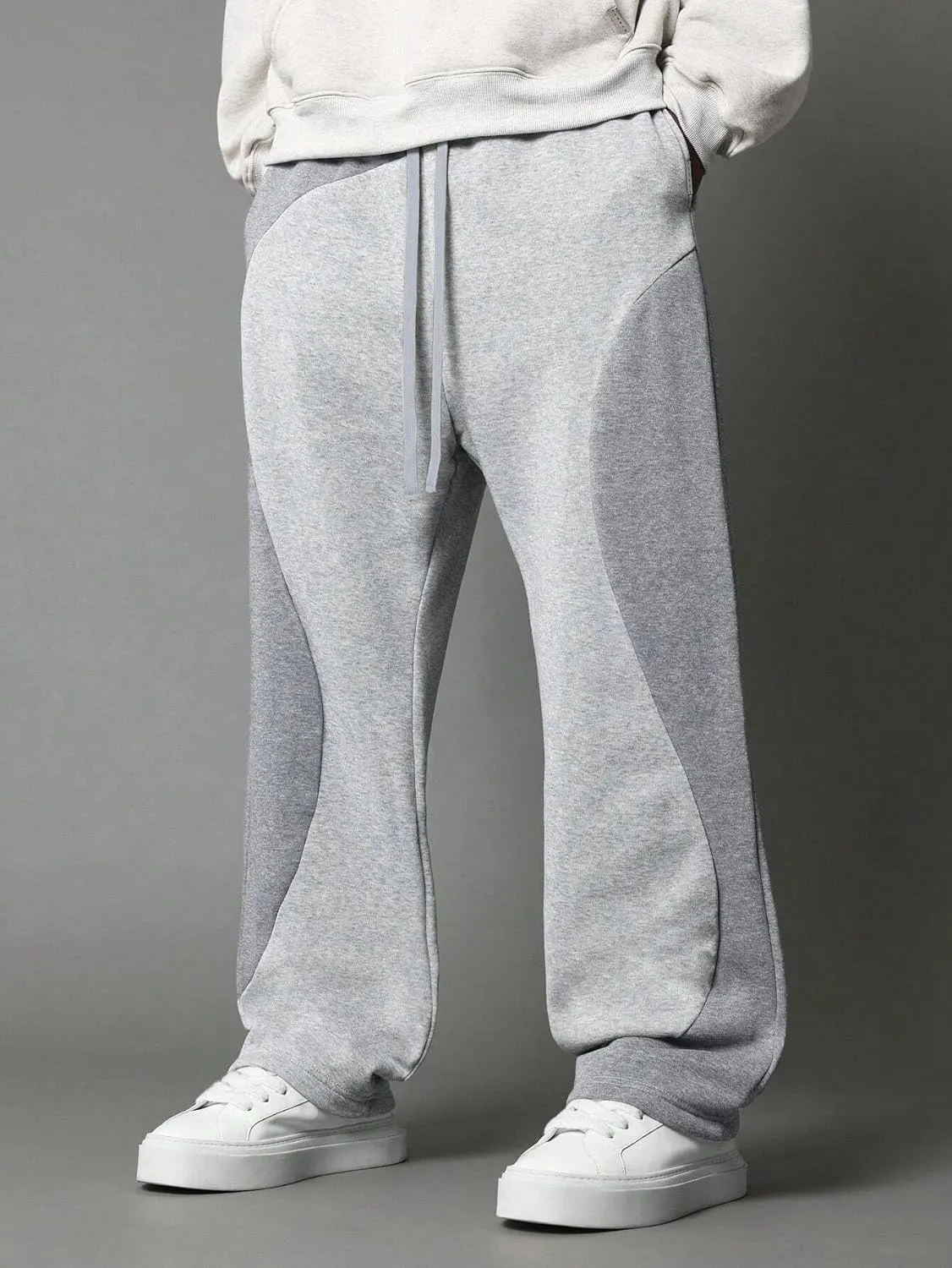 ZAFUL Men's Baggy Sweatpants Color Block Irregular Patchwork Drawstring Sweatpants Casual Wide Leg Lounge Pants