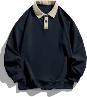 ZAFUL Men's Long Sleeve Color Spliced Polo Collar Sweatshirts Casual Lightweight Pullover Hoodies…