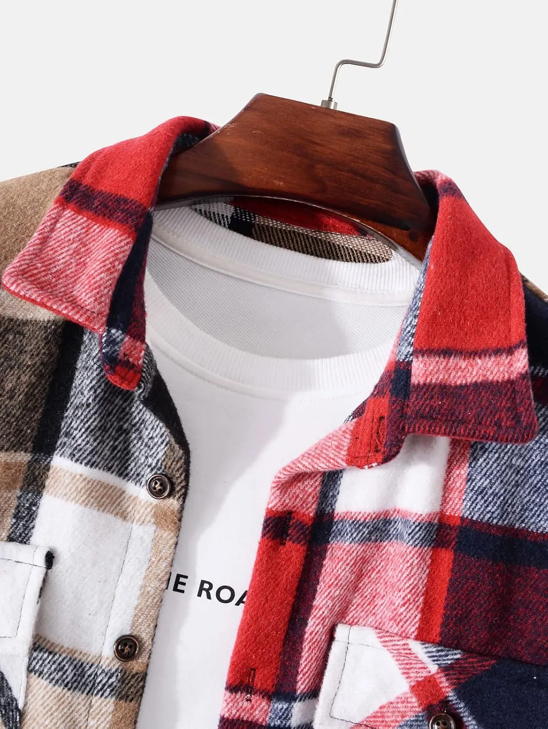 ZAFUL Mens Plaid Shirt,Long Sleeves,Classic Flannel Shirt Button Down Shirt Jacket Tops
