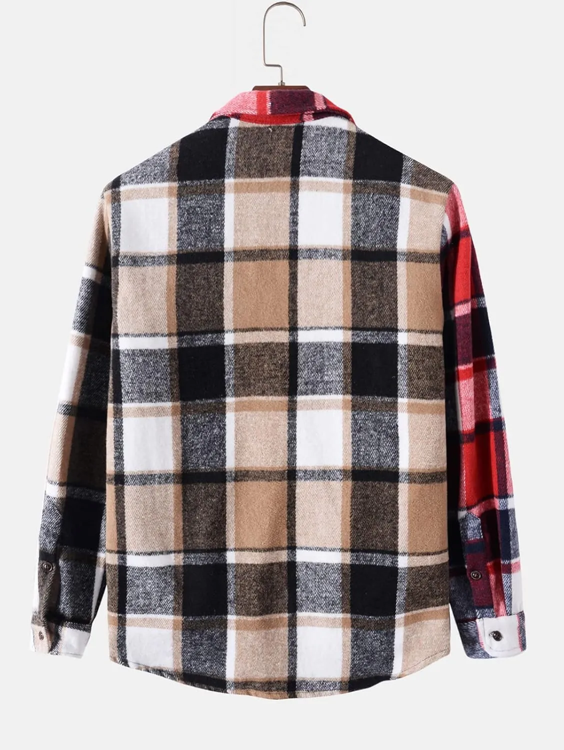 ZAFUL Mens Plaid Shirt,Long Sleeves,Classic Flannel Shirt Button Down Shirt Jacket Tops