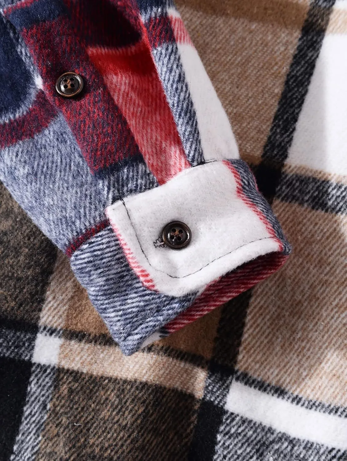 ZAFUL Mens Plaid Shirt,Long Sleeves,Classic Flannel Shirt Button Down Shirt Jacket Tops