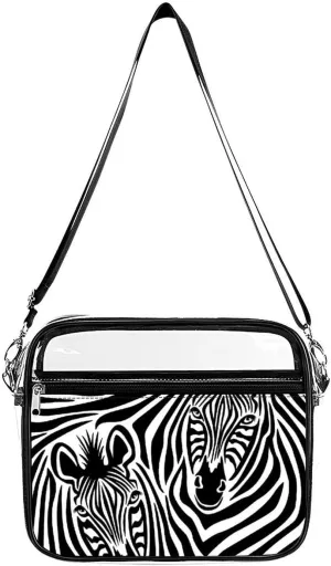 Zebra Print Black And White Fashionable Transparent Crossbody Bag