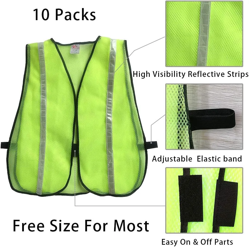 zojo High Visibility Safety Vests,Adjustable Size,Lightweight, Wholesale Reflective Vest for Outdoor Works, Cycling