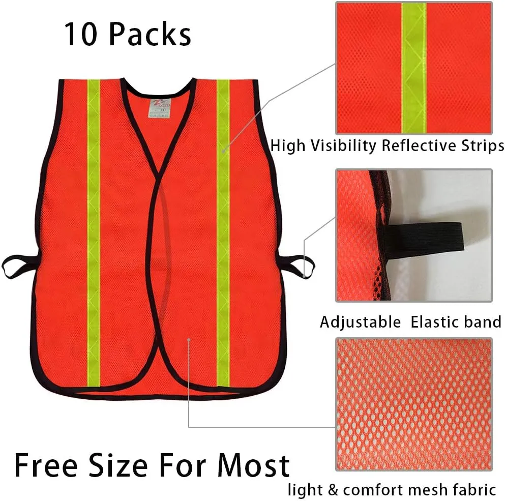 zojo High Visibility Safety Vests,Adjustable Size,Lightweight, Wholesale Reflective Vest for Outdoor Works, Cycling