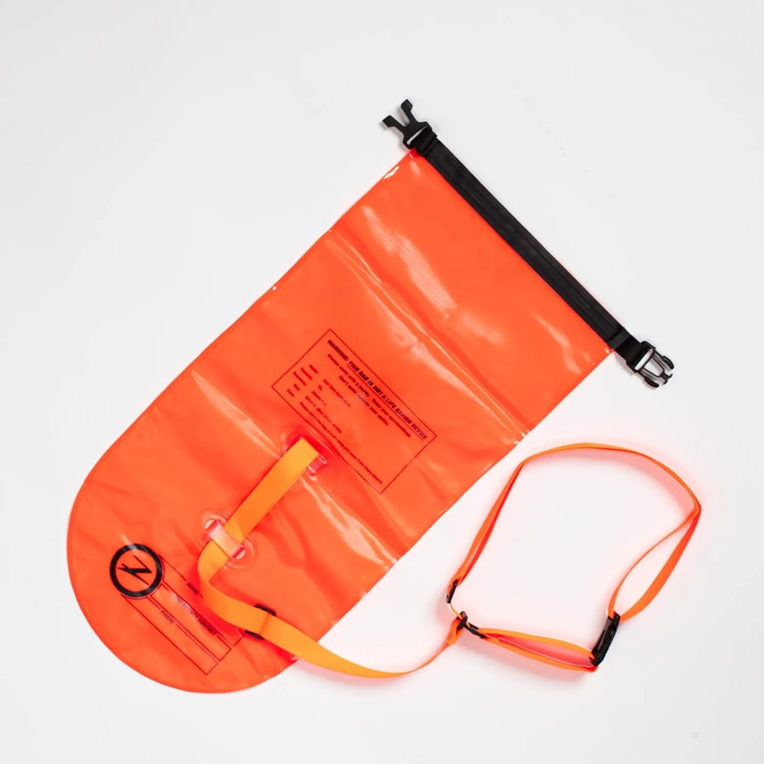 Zoot Ultra Swim Safety Buoy & Dry Bag, High-Visibility Open-Water Safety Floatation Device with Storage for Long-Distance Swimming Training Sessions (15L) - Neon Orange - 15L