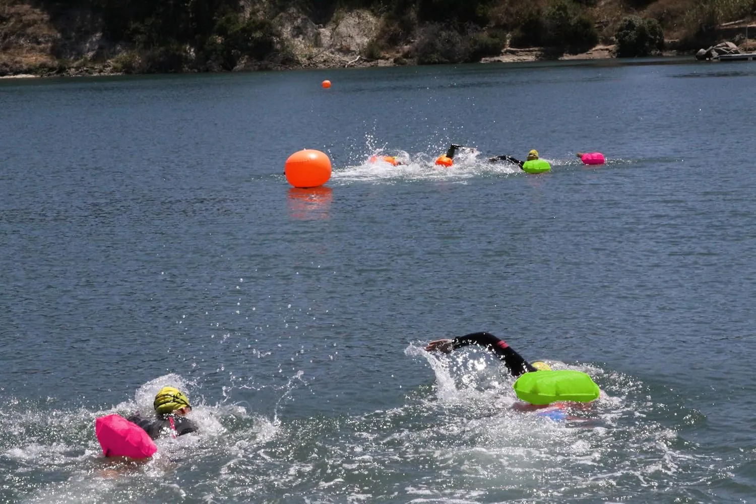 Zoot Ultra Swim Safety Buoy & Dry Bag, High-Visibility Open-Water Safety Floatation Device with Storage for Long-Distance Swimming Training Sessions (15L) - Neon Orange - 15L