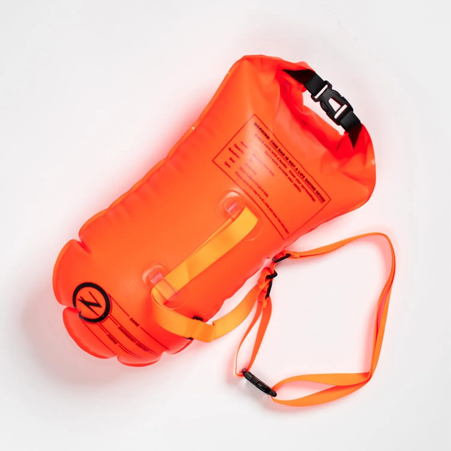 Zoot Ultra Swim Safety Buoy & Dry Bag, High-Visibility Open-Water Safety Floatation Device with Storage for Long-Distance Swimming Training Sessions (15L) - Neon Orange - 15L